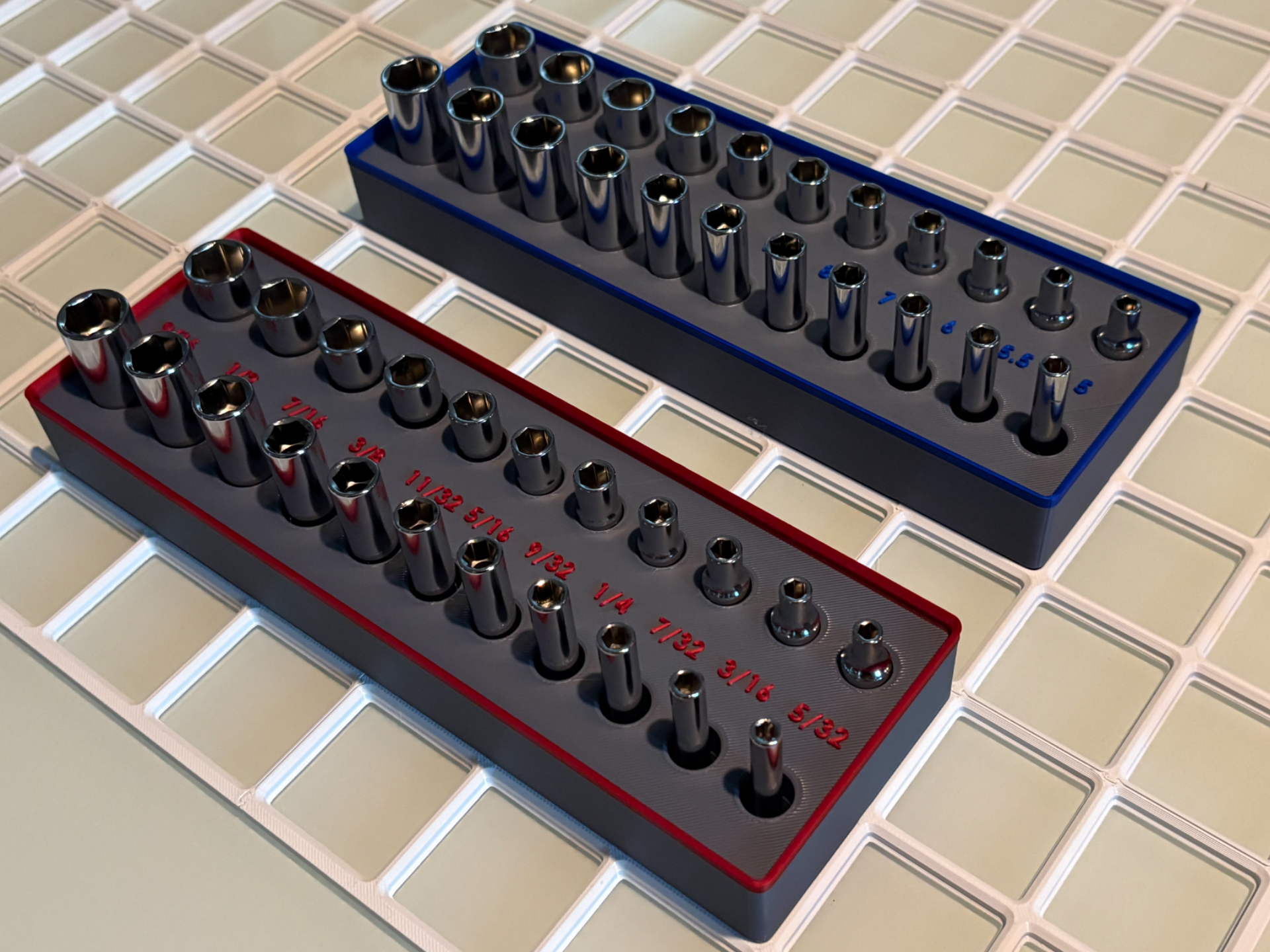 Icon 1/4" SAE & Metric Socket 2X6 Gridfinity Bins