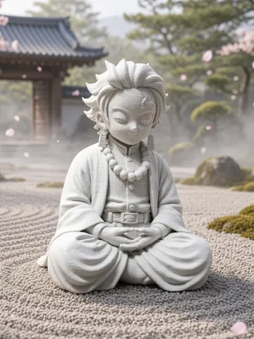 Letrero o emblema decorativo: Tanjiro Kamado Buddha – Meditierende Demon Slayer — vista de referencia 2