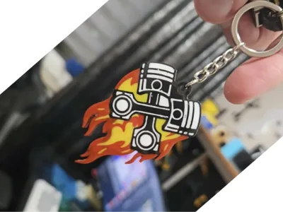 Crossed Pistons Keychain (Engine / Tuning Style)