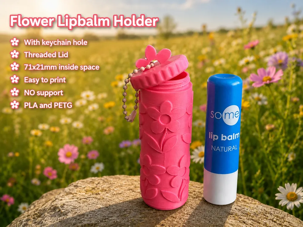 Llavero: Flower Lipbalm Holder with Keychain Hole. Referencia del modelo original.