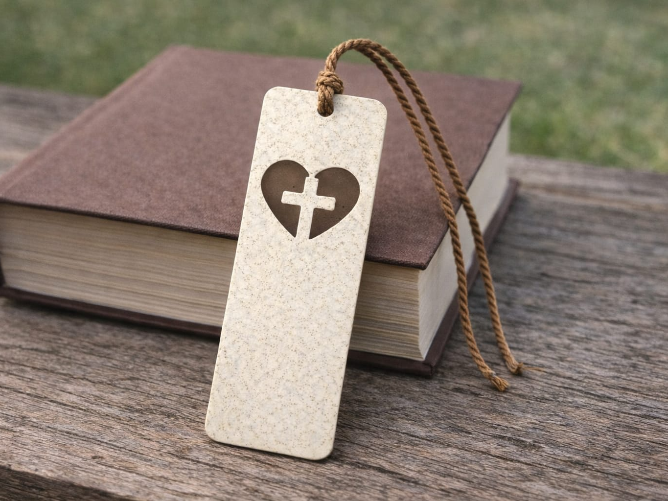 Christian Bookmark – Decorative Cross and Heart