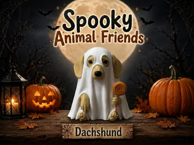 Dachshund Ghost Spooky Animal Friends