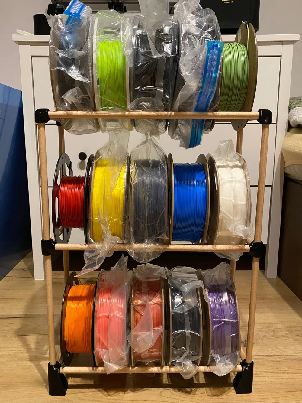 DIY Filament spool storage rack / shelf by Hooked Designs - MakerWorld