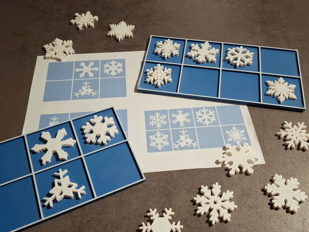 Winter snowflake sorting with task cards - Free 3D Print Model - MakerWorld