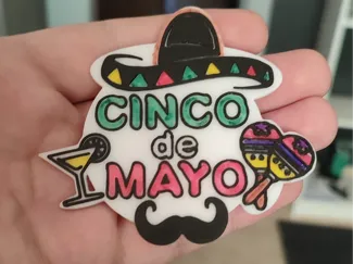 Cinco de Mayo Badge / Medal + Mustache Photo Props