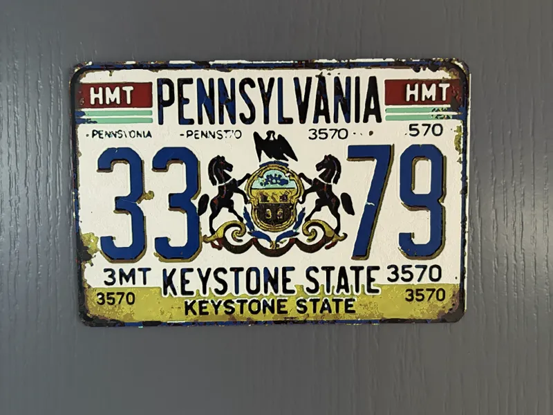 Plaque immatriculation vintage Pensylvanie