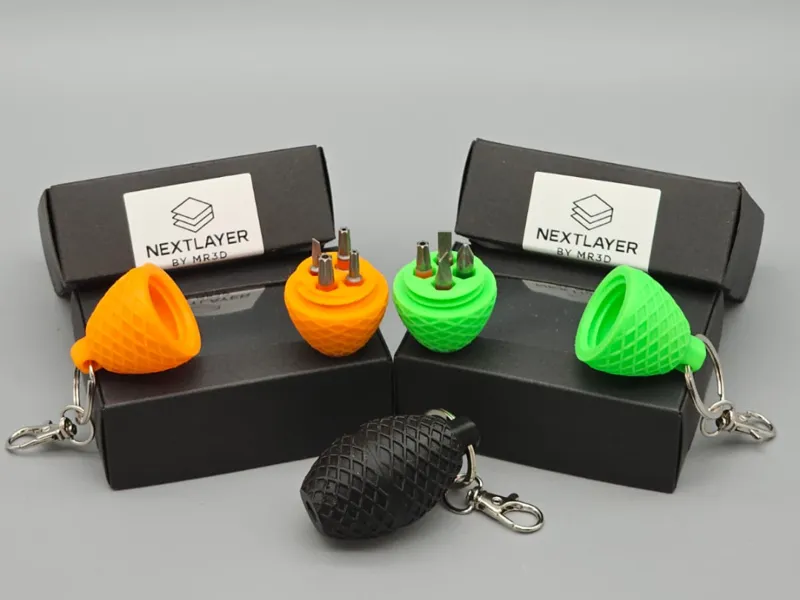 Mini Screwdriver Keychain + Stores 4 Bits