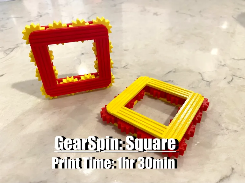 GearSpin: Square Fidget Toy (No Supports)