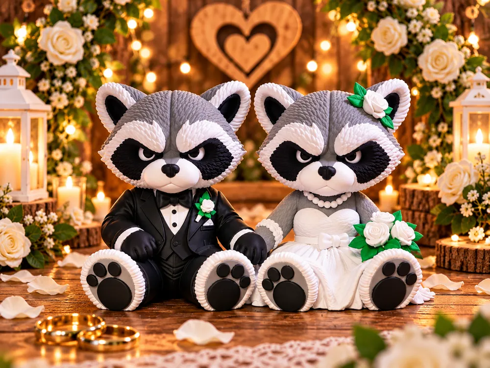 Grumpy Raccoon – Wedding Couple - Free 3D Print Model - MakerWorld