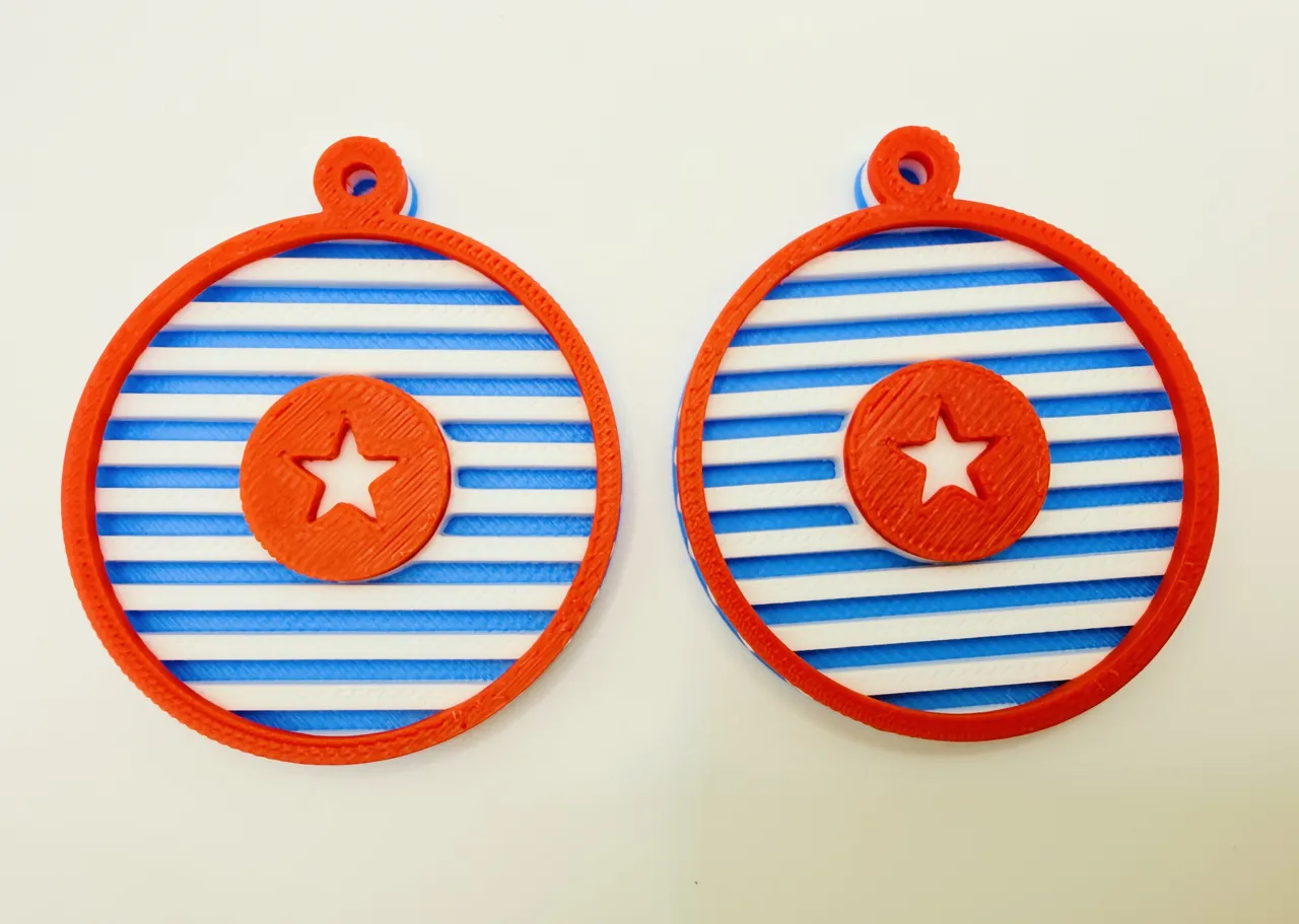 Patriotic Round Star Stripe Earrings view 2