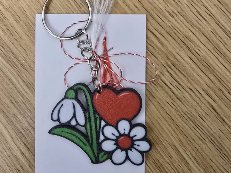 Snowdrop heart Martisor keychain
