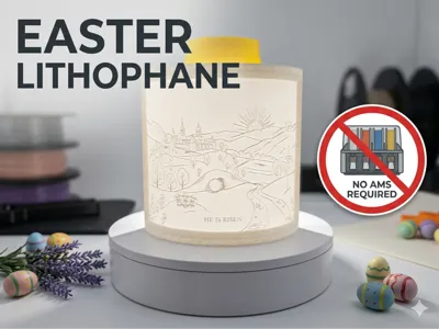 He Is Risen Easter Village & Empty Tomb Lithophane