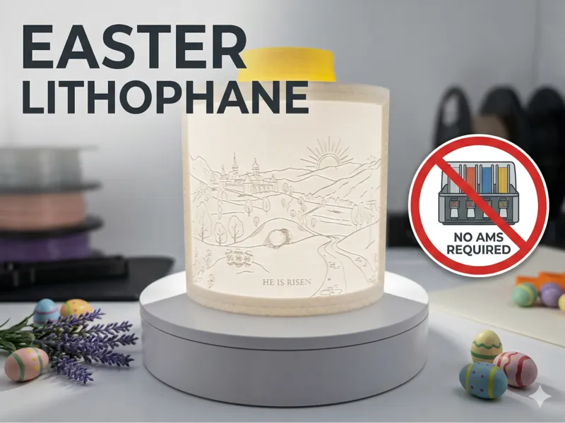 He Is Risen Easter Village & Empty Tomb Lithophane