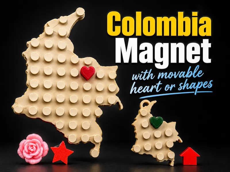 Colombia Brick magnet with movable heart +keychain