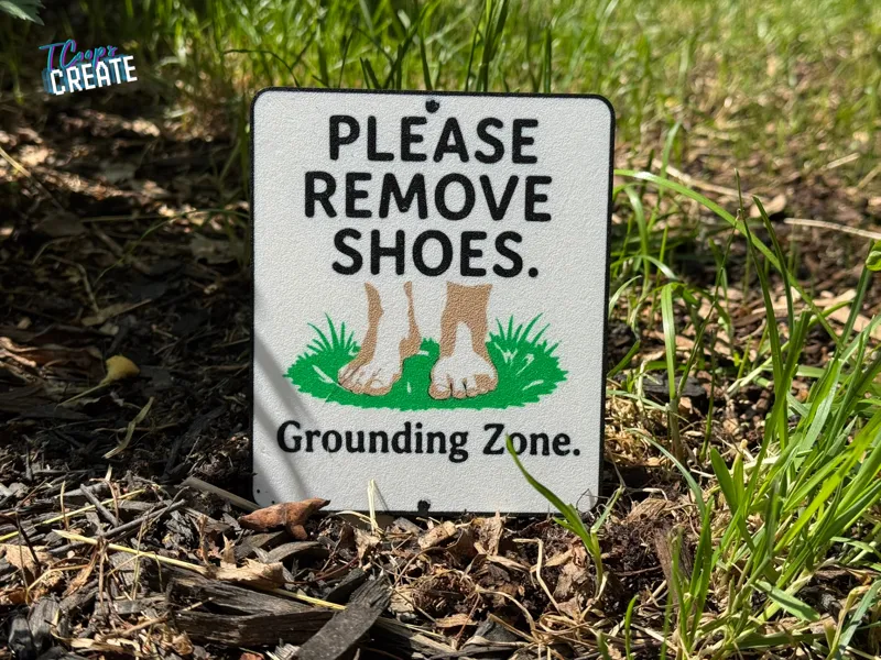 Grounding Zone Please Remove Shoes Lawn Sign