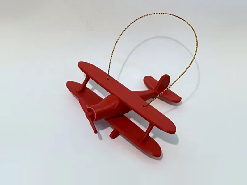 Staggerwing Biplane Holiday Ornament spinning prop