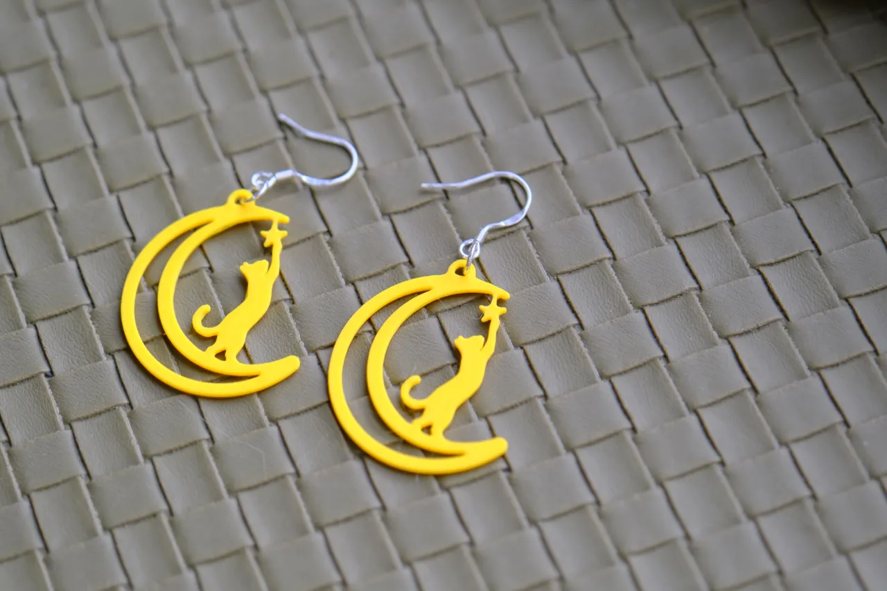 Cat Reaching for Stars Earrings view 2