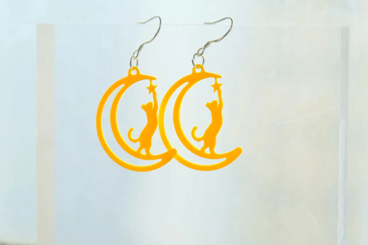 Cat Reaching for Stars Earrings view 3