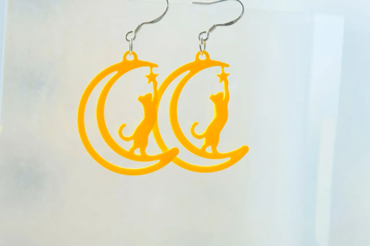 Cat Reaching for Stars Earrings view 4