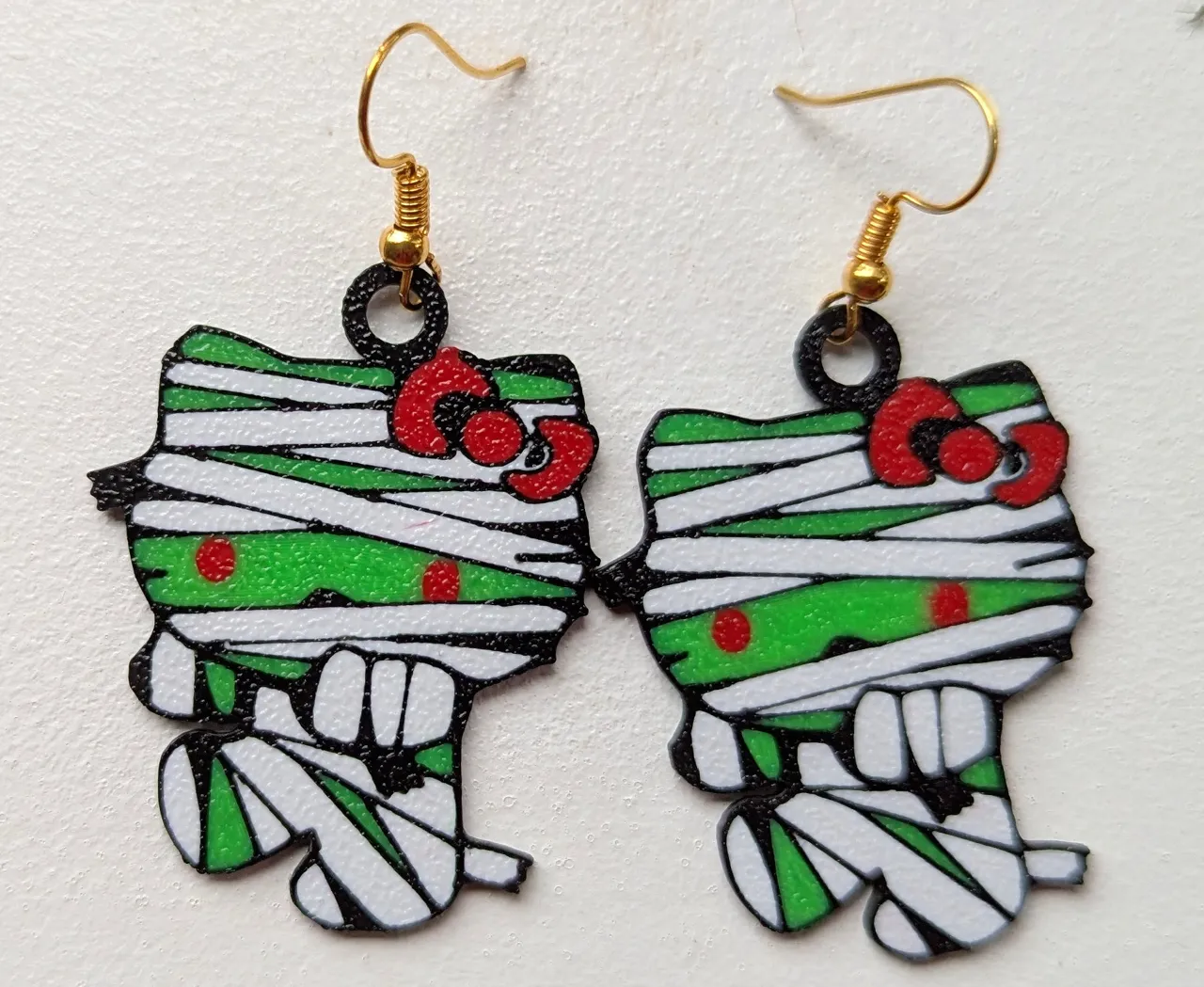 Cat with bow Halloween Zombie Earrings, 2 Designs view 3