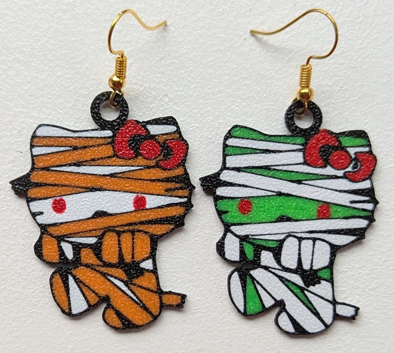 Cat with bow Halloween Zombie Earrings, 2 Designs view 4