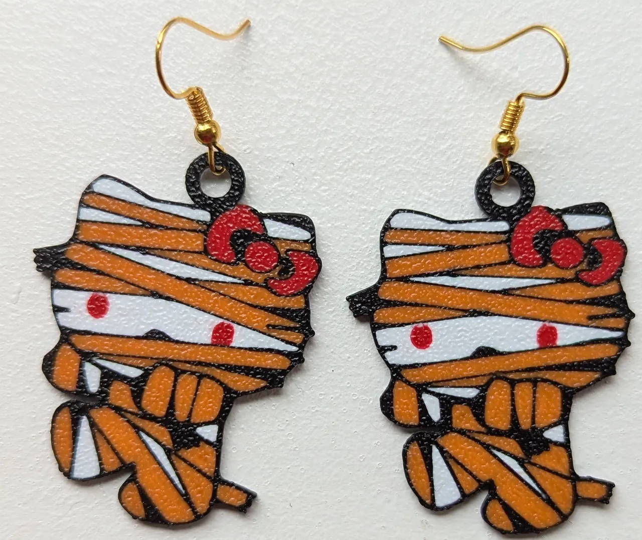 Cat with bow Halloween Zombie Earrings, 2 Designs view 2