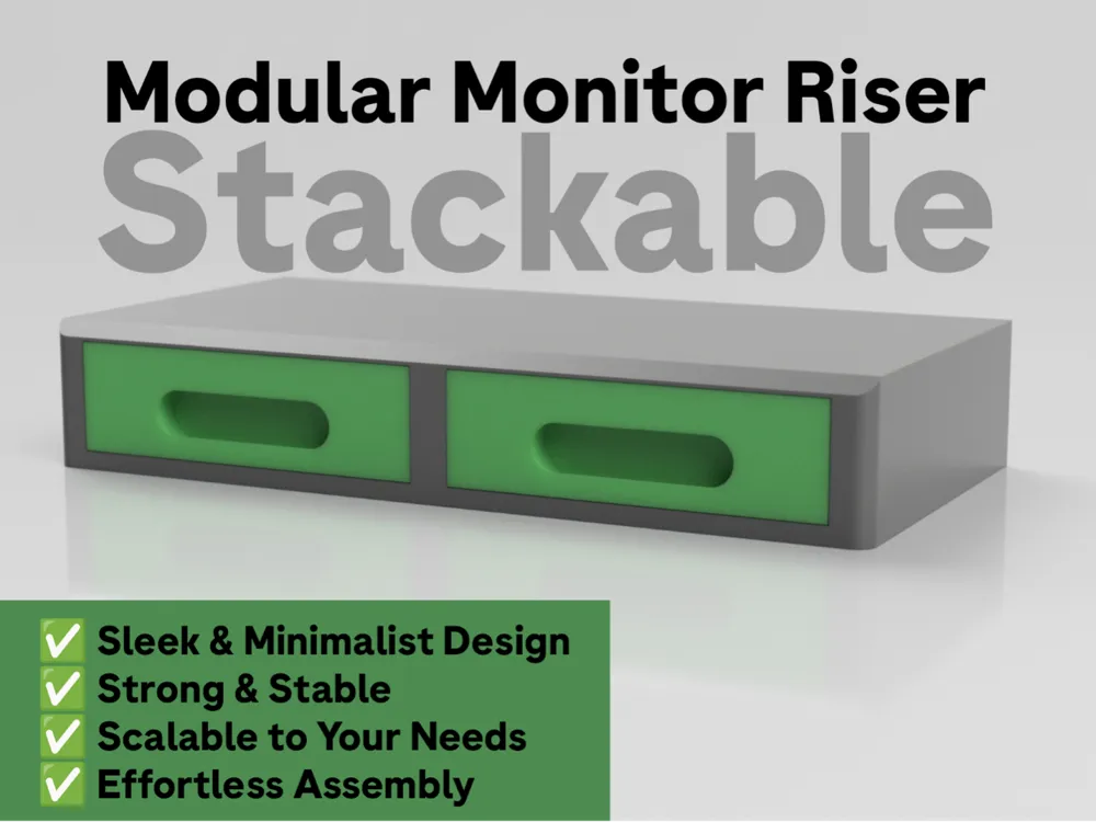 Modular Monitor Riser with Drawer (Customizable) - Free 3D Print Model ...