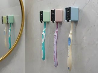 Toothbrush Holder with Open-Close Cover 