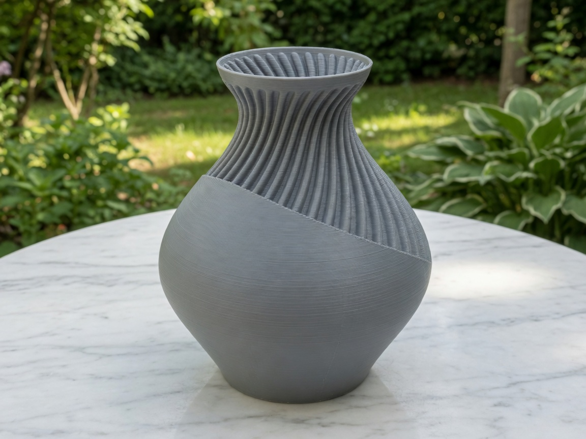 Diagonal Ribbed Geometric Vase
