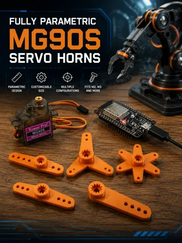 Letrero o emblema decorativo: Fully Parametric MG90S Servo Horns — vista de referencia 2