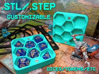 RPG/MTG customizable Polyhedral dice magnetic box