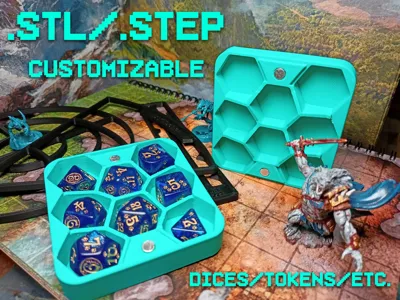 RPG/MTG customizable Polyhedral dice magnetic box