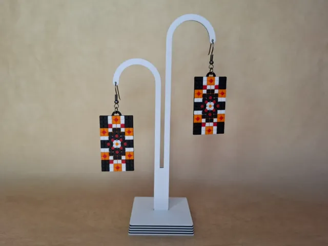 Sunflower Cross Earrings | Ukrainian Pixel Mosaic