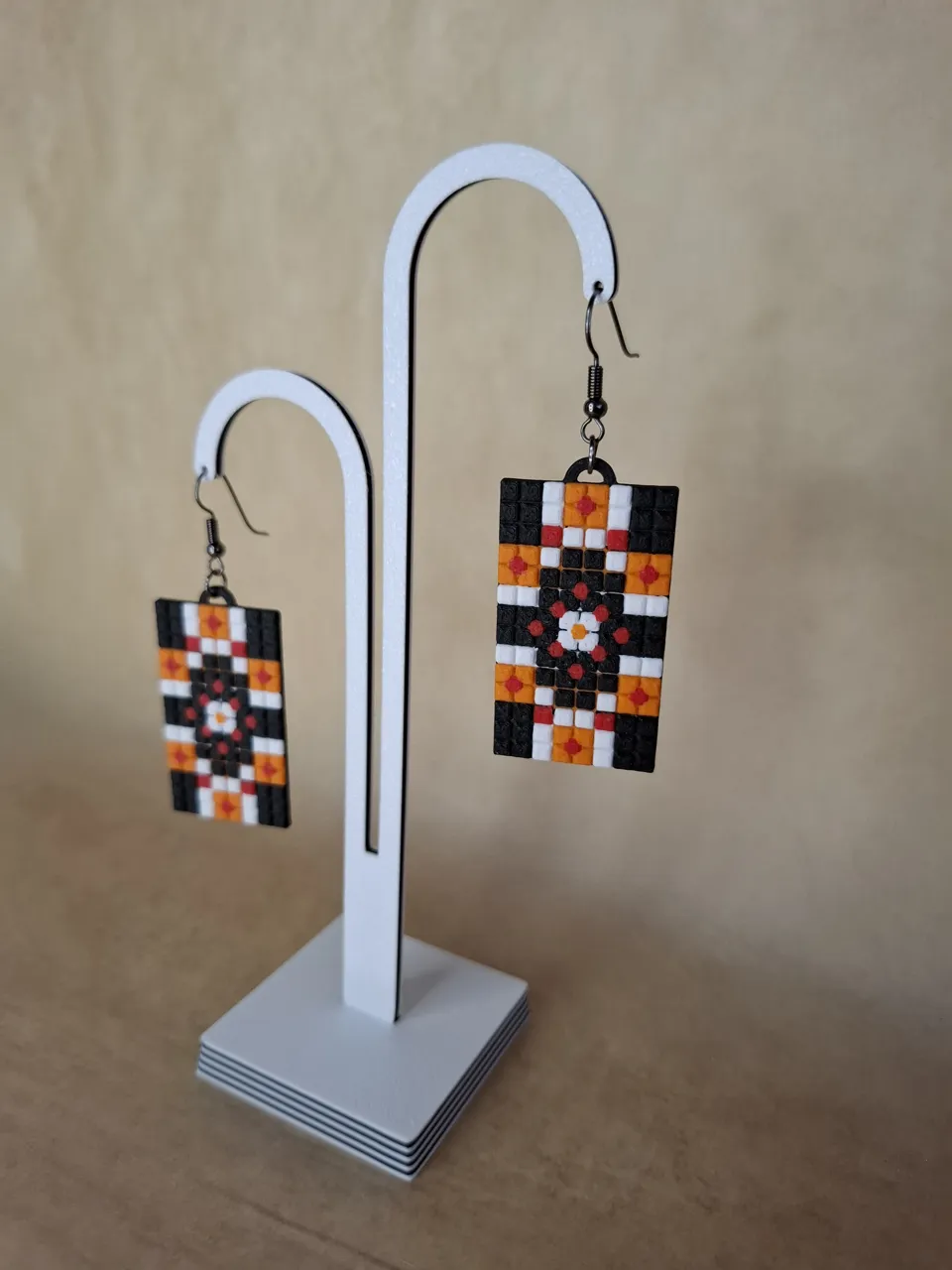 Sunflower Cross Earrings | Ukrainian Pixel Mosaic view 2