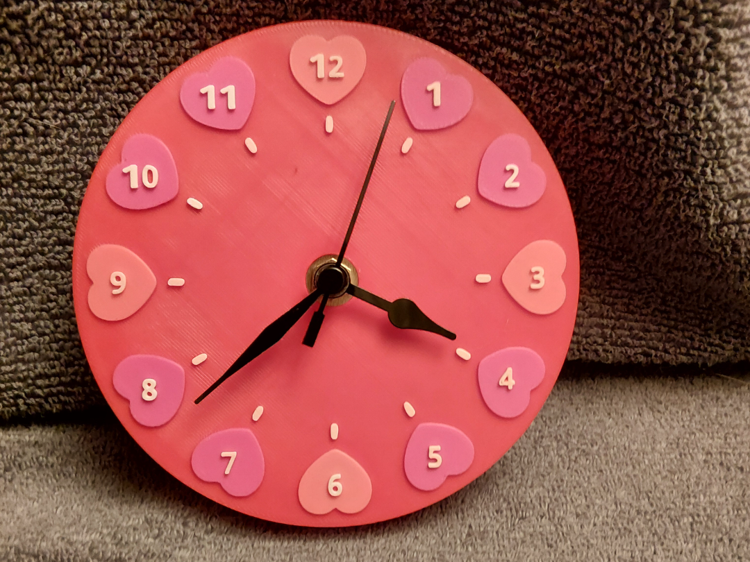 Numbered Hearts Clock