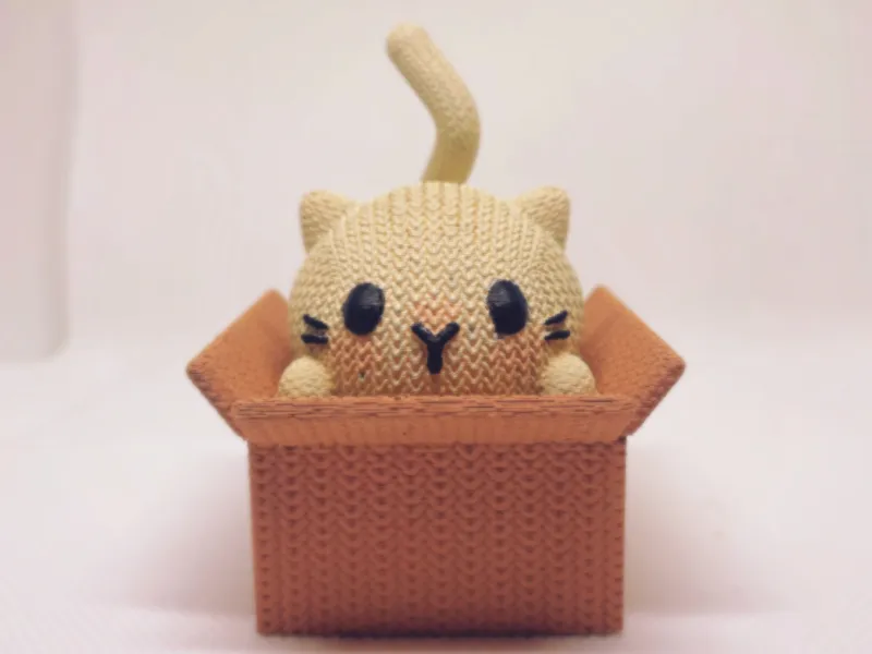 Knitted Cat in a Box (small storage container)