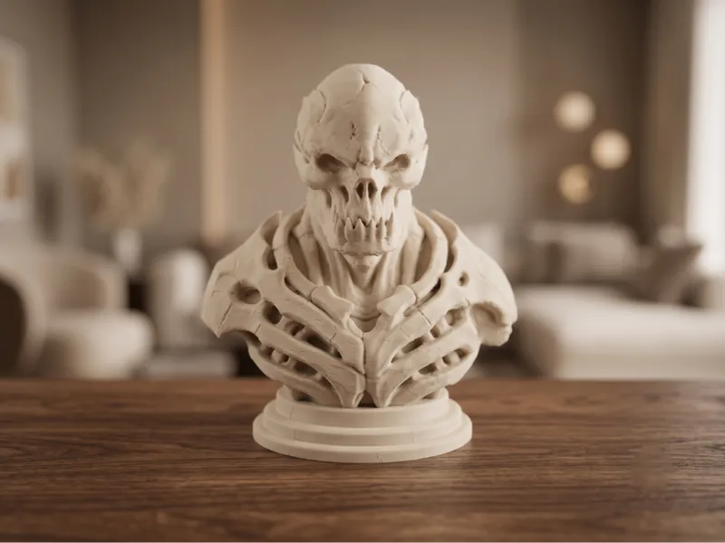 Bone Berserker Bust - Skeletal Wraith Warrior Bust