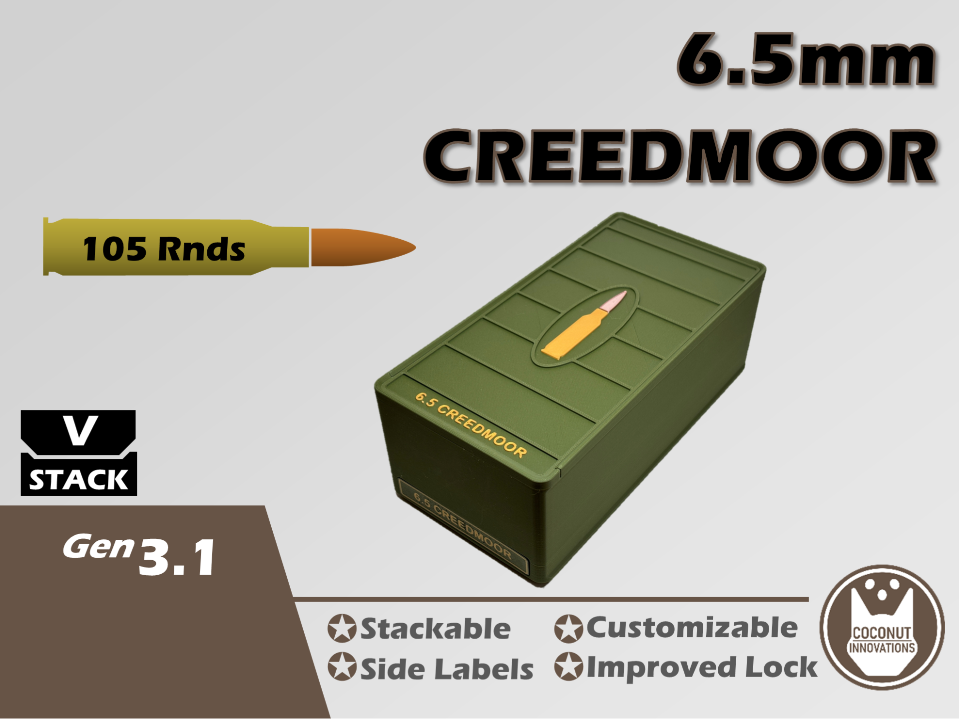Ammo Storage Box - 6.5 CREEDMOOR - 105 Rounds