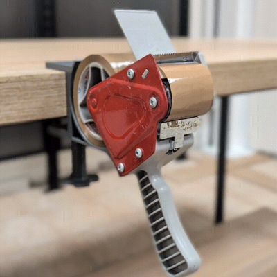 Tape gun holder for shelf or desk
