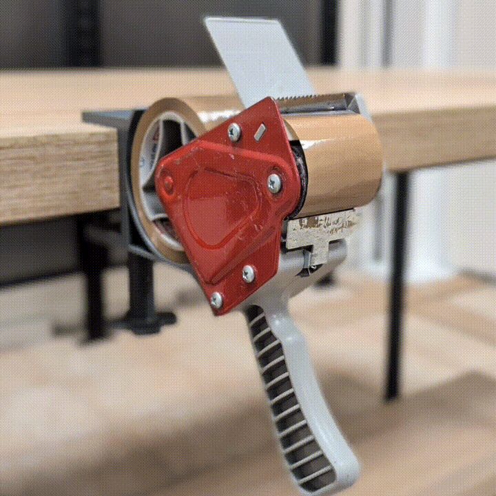 Tape gun holder for shelf or desk