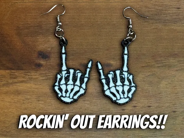 Multicolor Rock Out Skeleton Halloween Earrings!
