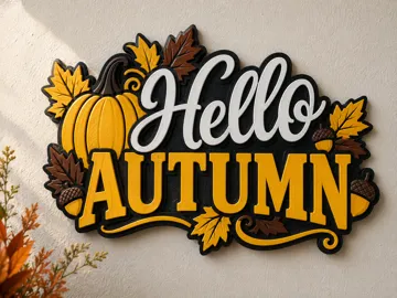 Letrero o emblema decorativo: Hello Autumn Wall Sign — vista de referencia 3