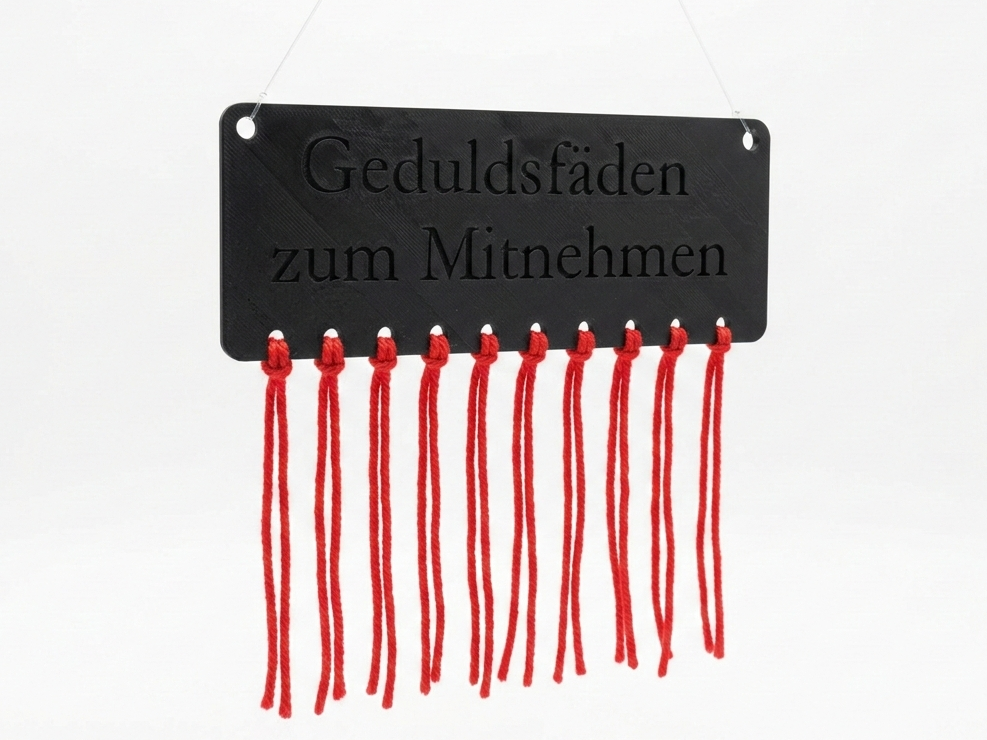 Geduldsfäden zum Mitnehmen Schild