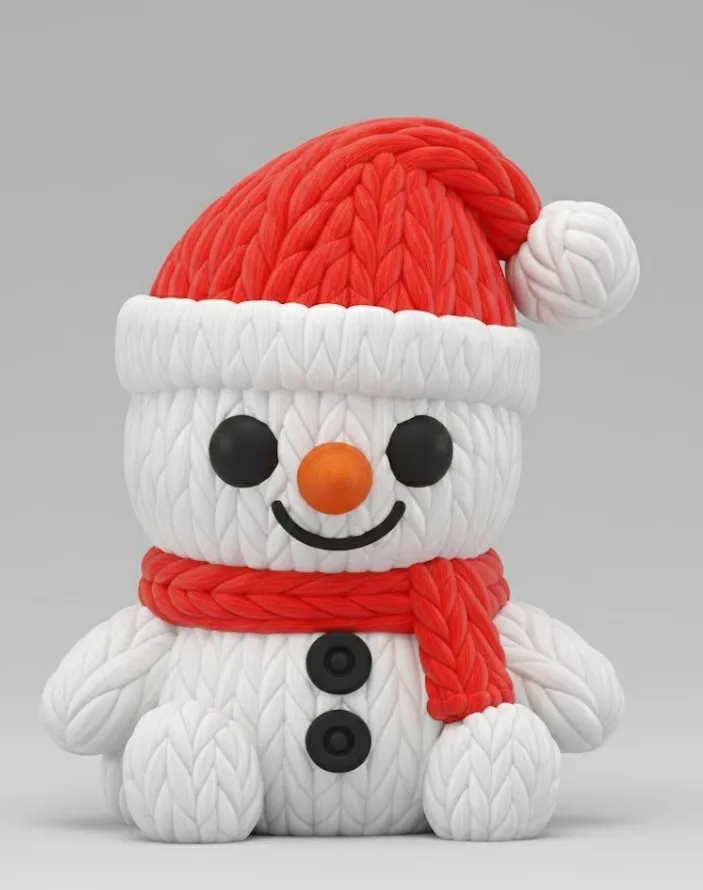 Knitted Snowman with Santa Hat – Cute Christmas - Free 3D Print Model ...