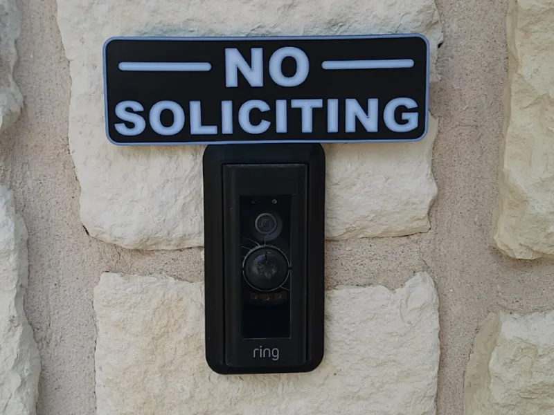 Ring Pro Doorbell No Soliciting Sign