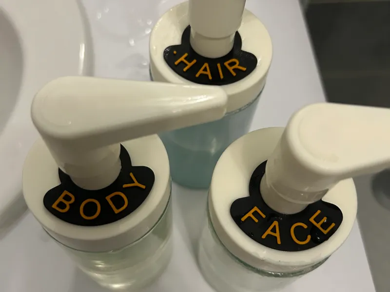 label for IKEA's TACKAN soap dispenser