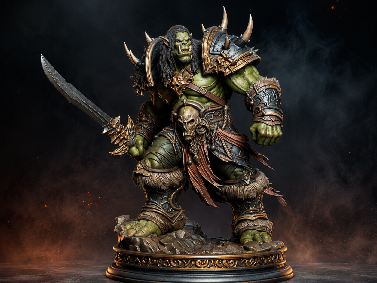 Savage Orc Warlord – Epic Fantasy Warrior Statue