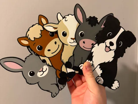 Letrero o emblema decorativo: 2D Farm Animals Set 2 - Learning animals — referencia de MakerWorld
