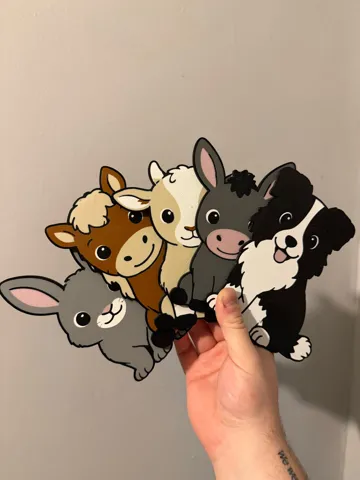 Letrero o emblema decorativo: 2D Farm Animals Set 2 - Learning animals — vista de referencia 3