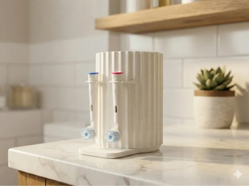 Toothbrush cup with brush holder